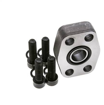 3/4'' SAE Flange 6000 PSI Plain Steel with G3/4'' Female Threads ISO 6162-2