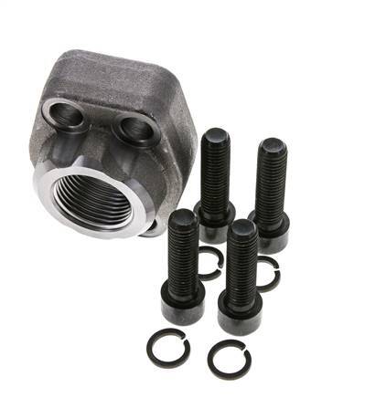 1'' SAE Flange 6000 PSI Plain Steel with G1'' Female Threads ISO 6162-2