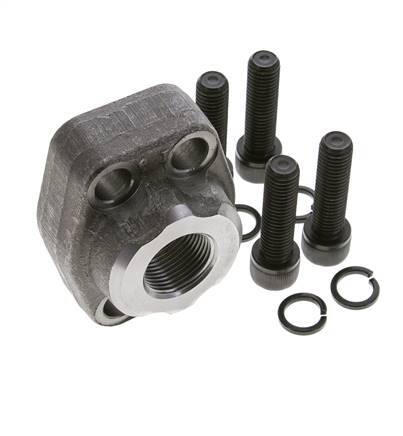 1'' SAE Flange 6000 PSI Plain Steel with G3/4'' Female Threads ISO 6162-2