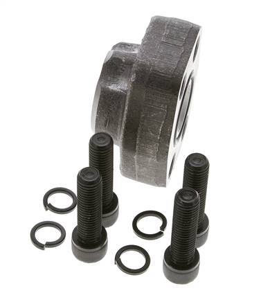 1'' SAE Flange 6000 PSI Plain Steel with G3/4'' Female Threads ISO 6162-2