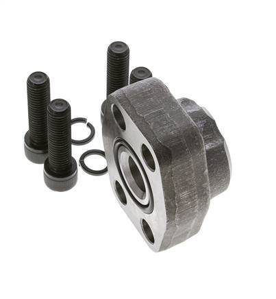 1'' SAE Flange 6000 PSI Plain Steel with G3/4'' Female Threads ISO 6162-2