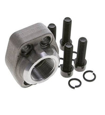 1-1/4'' SAE Flange 6000 PSI Plain Steel with G1-1/4'' Female Threads ISO 6162-2