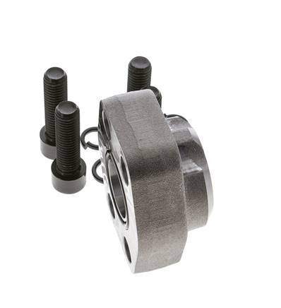 1-1/4'' SAE Flange 6000 PSI Plain Steel with G1-1/4'' Female Threads ISO 6162-2