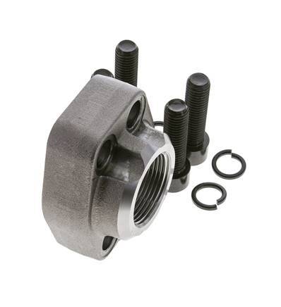 1-1/4'' SAE Flange 6000 PSI Plain Steel with G1-1/4'' Female Threads ISO 6162-2