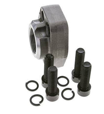 1-1/4'' SAE Flange 6000 PSI Plain Steel with G1-1/4'' Female Threads ISO 6162-2