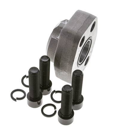 1-1/4'' SAE Flange 6000 PSI Plain Steel with G1-1/4'' Female Threads ISO 6162-2