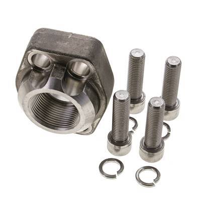 1-1/4'' SAE Flange 6000 PSI Stainless Steel with G1-1/4'' Female Threads ISO 6162-2