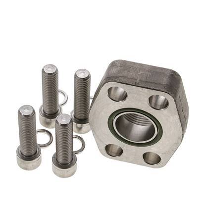 1-1/4'' SAE Flange 6000 PSI Stainless Steel with G1-1/4'' Female Threads ISO 6162-2