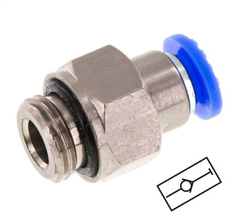 Push-In Fitting 6mm & G1/4'' Male Auto Shut-Off Brass/PBT 0-10bar (0-145psi) [2 Pieces]
