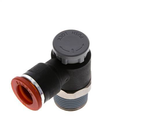 Flow Control Valve Meter-In Elbow 10 mm - R3/8'' Brass/PA 66 Locknut