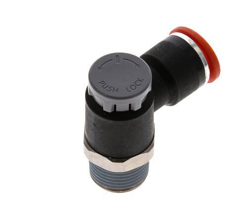 Flow Control Valve Meter-In Elbow 10 mm - R3/8'' Brass/PA 66 Locknut