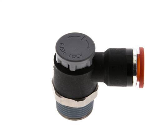 Flow Control Valve Meter-In Elbow 10 mm - R3/8'' Brass/PA 66 Locknut