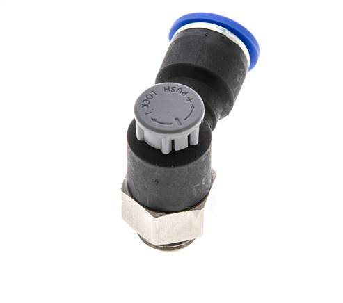 Flow Control Valve Meter-Out Elbow 10 mm - G1/4'' Brass/PA 66 Locknut