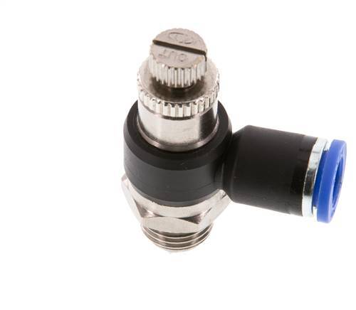 Flow Control Silencer Meter-Out Elbow 8 mm - G1/4'' Brass/PA 66