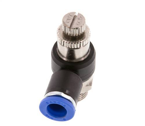 Flow Control Silencer Meter-Out Elbow 8 mm - G1/4'' Brass/PA 66