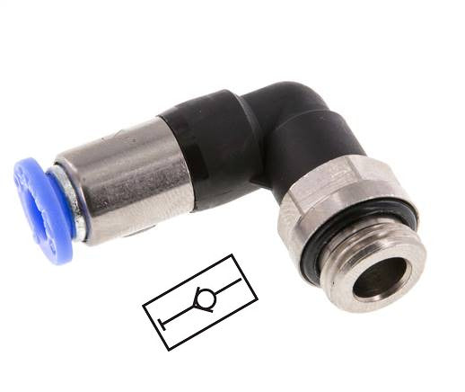 Push-In Fitting 10mm & G3/8'' Male Auto Shut-Off Elbow Brass/PBT 0-10bar (0-145psi)