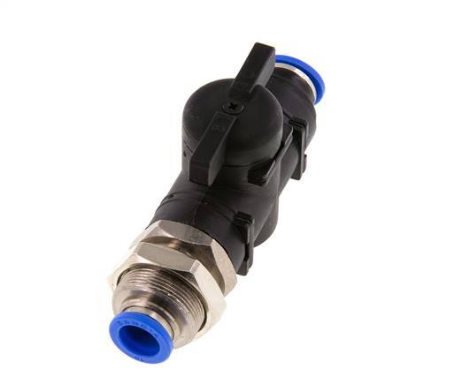 2-Way Straight Ball Valve 10 mm Plastic/Brass Bulkhead