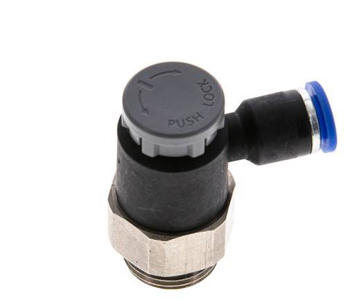 Flow Control Valve Meter-Out Elbow 6 mm - G3/8'' Brass/PA 66 Locknut