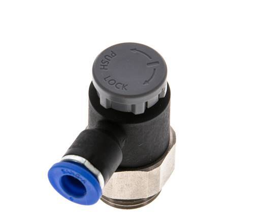 Flow Control Valve Meter-Out Elbow 6 mm - G3/8'' Brass/PA 66 Locknut