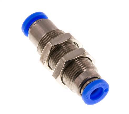 Push-In Fitting 6mm Auto Shut-Off Brass/PBT Bulkhead 0-10bar (0-145psi)