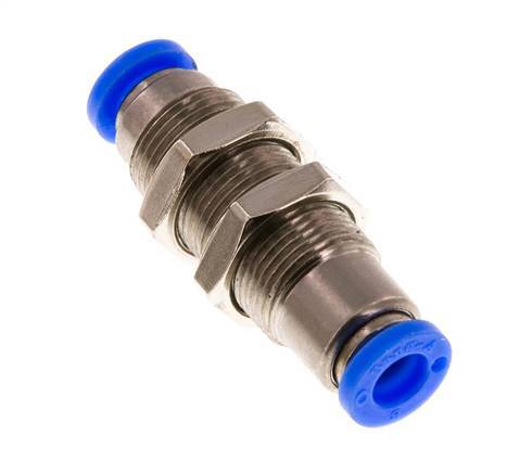 Push-In Fitting 6mm Auto Shut-Off Brass/PBT Bulkhead 0-10bar (0-145psi)