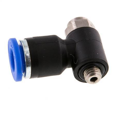 Flow Control Silencer Meter-Out Elbow 6 mm - M5 Brass/PA 66 Slotted Screw