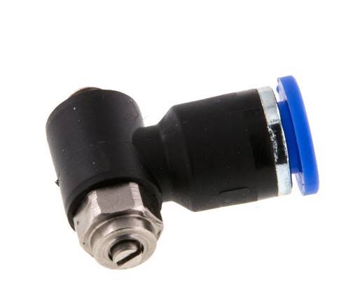 Flow Control Silencer Meter-Out Elbow 6 mm - M5 Brass/PA 66 Slotted Screw