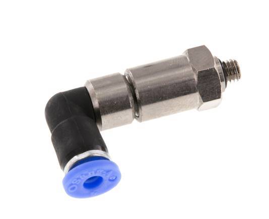4mm & M5 Elbow Quick Swivel Joint Push-In-Male Threads Nickel-Plated Brass/PBT NBR Rotatable
