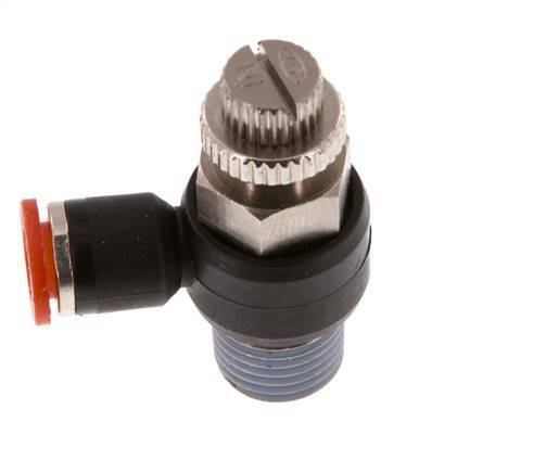 Flow Control Silencer Meter-In Elbow 6 mm - R1/4'' Brass/PA 66