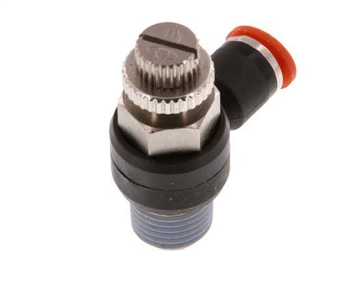 Flow Control Silencer Meter-In Elbow 6 mm - R1/4'' Brass/PA 66