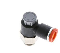 Flow Control Valve Meter-In Elbow 8 mm - G1/4'' Brass/PA 66 Locknut