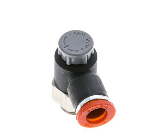 Flow Control Valve Meter-In Elbow 8 mm - G1/4'' Brass/PA 66 Locknut