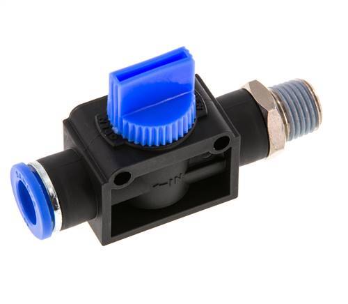 3/2-Way Shut-Off Hand Valve 10 mm - R1/4'' Plastic/Brass Tube-side venting