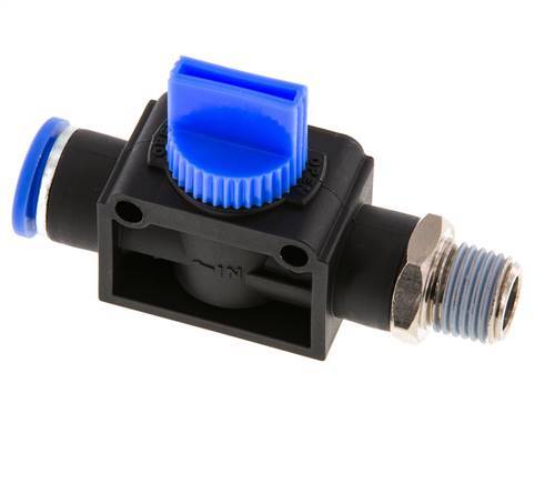 3/2-Way Shut-Off Hand Valve 10 mm - R1/4'' Plastic/Brass Tube-side venting