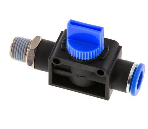 3/2-Way Shut-Off Hand Valve 10 mm - R1/4'' Plastic/Brass Tube-side venting