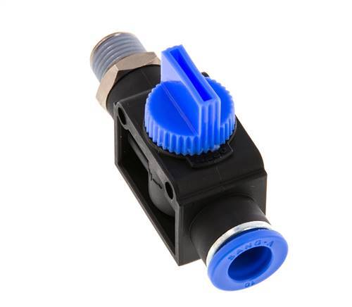 3/2-Way Shut-Off Hand Valve 10 mm - R1/4'' Plastic/Brass Tube-side venting