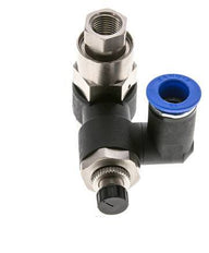 Flow Control Silencer Meter-Out Rotatable 12 mm - G1/2''-G1/4'' Brass/PA 66 with Pilot Operated Check Valve