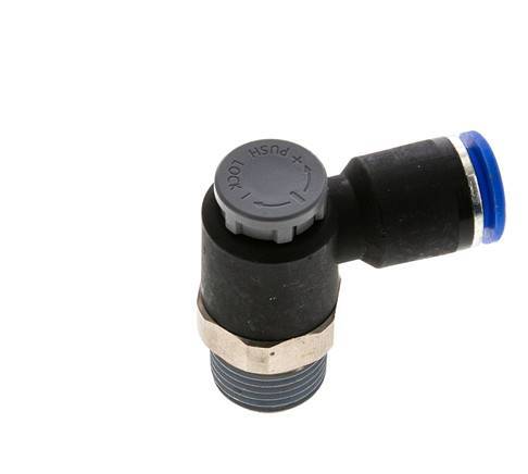Flow Control Valve Meter-Out Elbow 12 mm - R1/2'' Brass/PA 66 Locknut