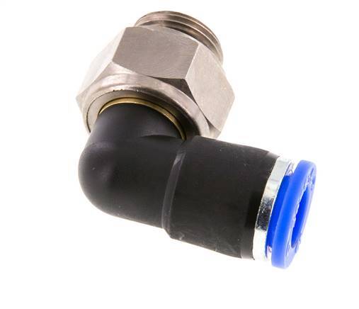 10mm & G3/8'' Elbow Swivel Joint Push-In-Male Threads Nickel-Plated Brass/PBT NBR Rotatable