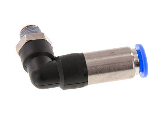 Push-In Fitting 8mm & R1/8'' Male Auto Shut-Off Elbow Brass/PBT 0-10bar (0-145psi) [2 Pieces]