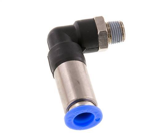 Push-In Fitting 8mm & R1/8'' Male Auto Shut-Off Elbow Brass/PBT 0-10bar (0-145psi) [2 Pieces]