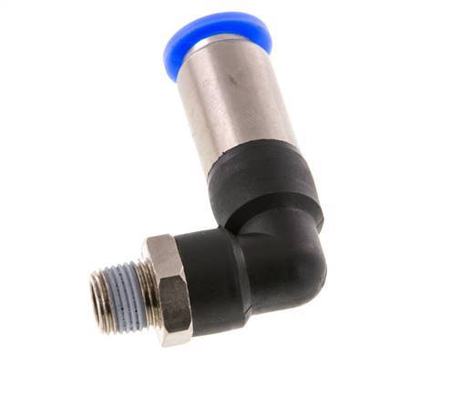 Push-In Fitting 8mm & R1/8'' Male Auto Shut-Off Elbow Brass/PBT 0-10bar (0-145psi) [2 Pieces]