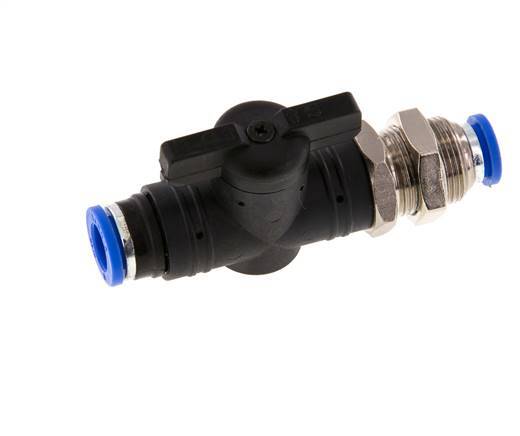 2-Way Straight Ball Valve 8 mm Plastic/Brass Bulkhead