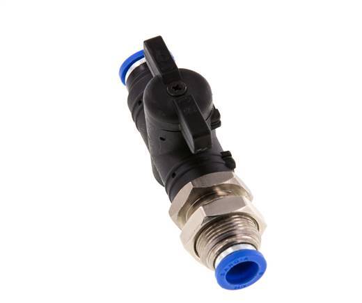 2-Way Straight Ball Valve 8 mm Plastic/Brass Bulkhead