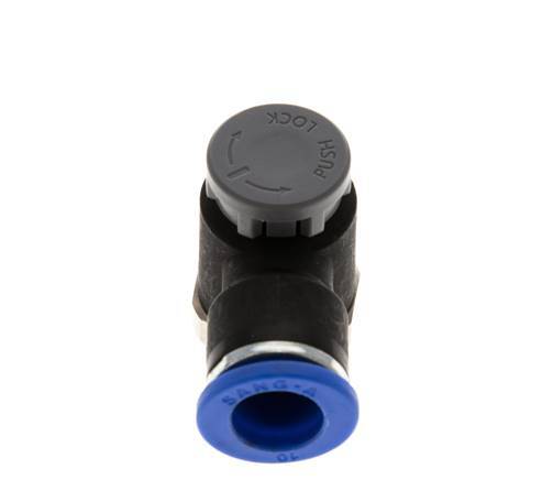 Flow Control Valve Meter-Out Elbow 10 mm - R3/8'' Brass/PA 66 Locknut