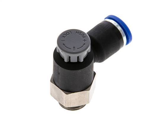 Flow Control Valve Meter-Out Elbow 8 mm - G1/4'' Brass/PA 66 Locknut