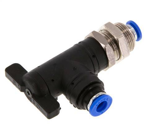 2-Way Elbow Ball Valve 6 mm Plastic/Brass Bulkhead