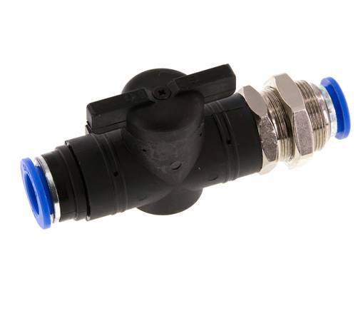 2-Way Straight Ball Valve 12 mm Plastic/Brass Bulkhead