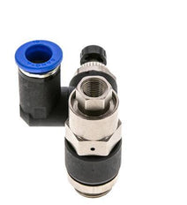 Flow Control Silencer Meter-Out Rotatable 10 mm - G3/8''-G1/8'' Brass/PA 66 with Pilot Operated Check Valve