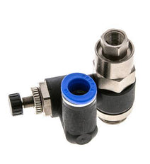 Flow Control Silencer Meter-Out Rotatable 10 mm - G3/8''-G1/8'' Brass/PA 66 with Pilot Operated Check Valve